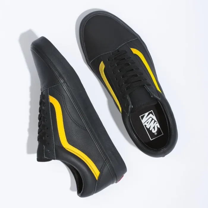 Leather Pop UA Old Skool BlackLemon Chrome MenWomen Classics Shoes Vans Leather Pop UA Old Skool BlackLemon Chrome MenWomen Classics Shoes Vans