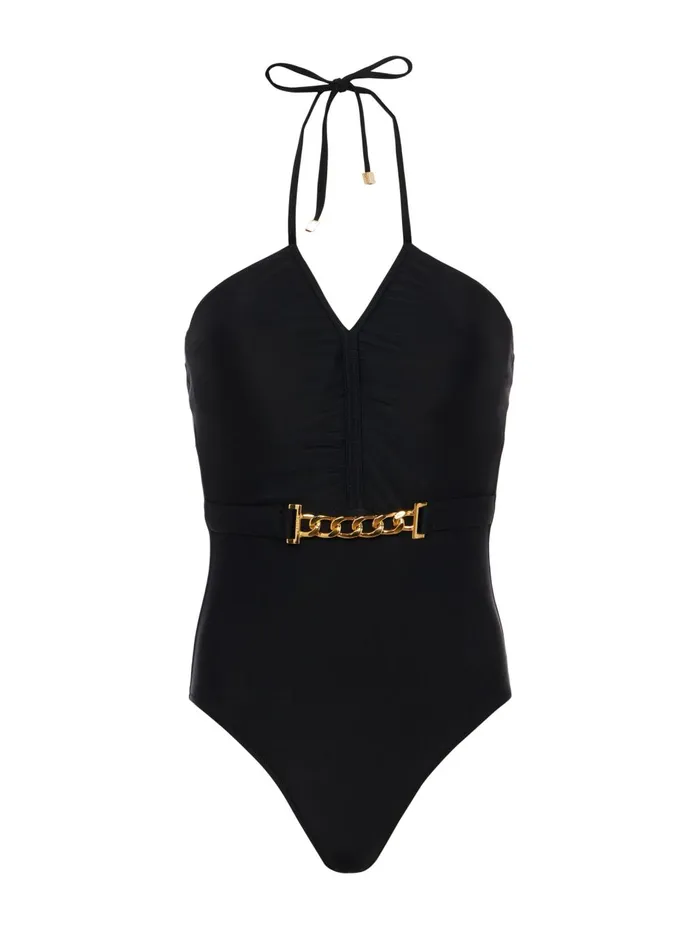 Leila Halter OnePiece Swimsuit Black Women L039Agence Swimwear Leila Halter OnePiece Swimsuit Black Women L039Agence Swimwear