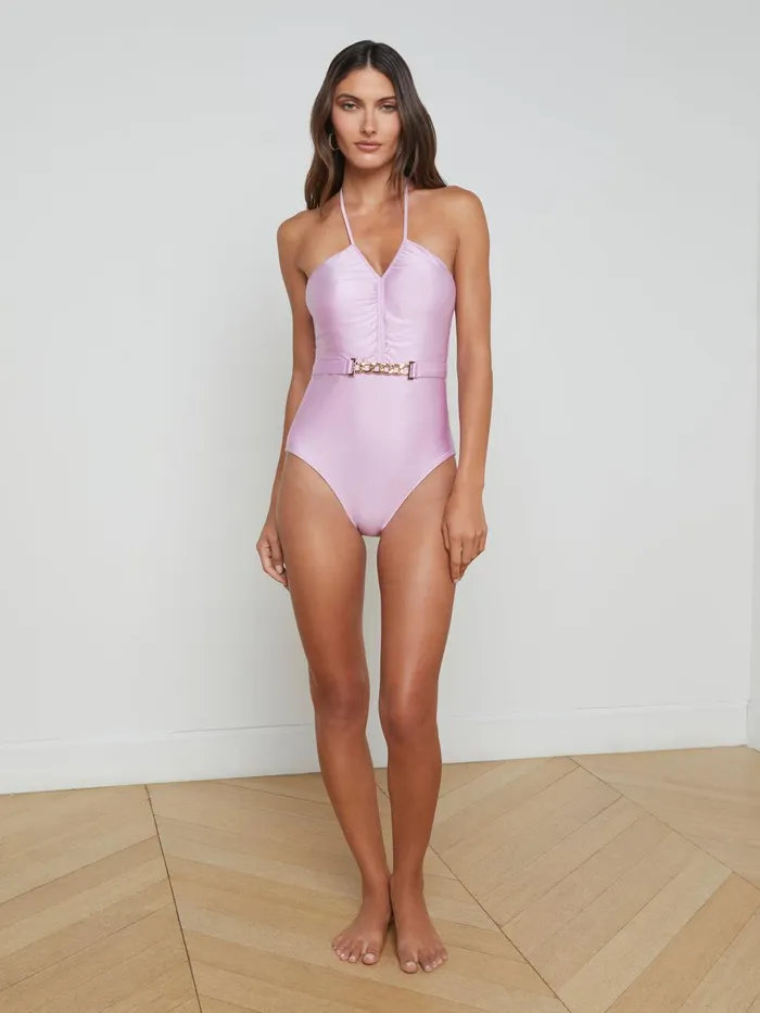 Leila Halter OnePiece Swimsuit Light Violet Women L039Agence Swimwear