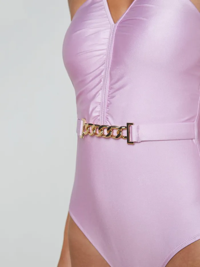 Leila Halter OnePiece Swimsuit Light Violet Women L039Agence Swimwear Leila Halter OnePiece Swimsuit Light Violet Women L039Agence Swimwear