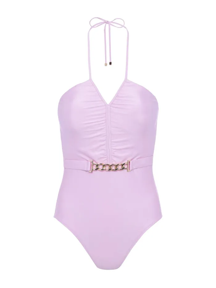 Leila Halter OnePiece Swimsuit Light Violet Women L039Agence Swimwear Leila Halter OnePiece Swimsuit Light Violet Women L039Agence Swimwear