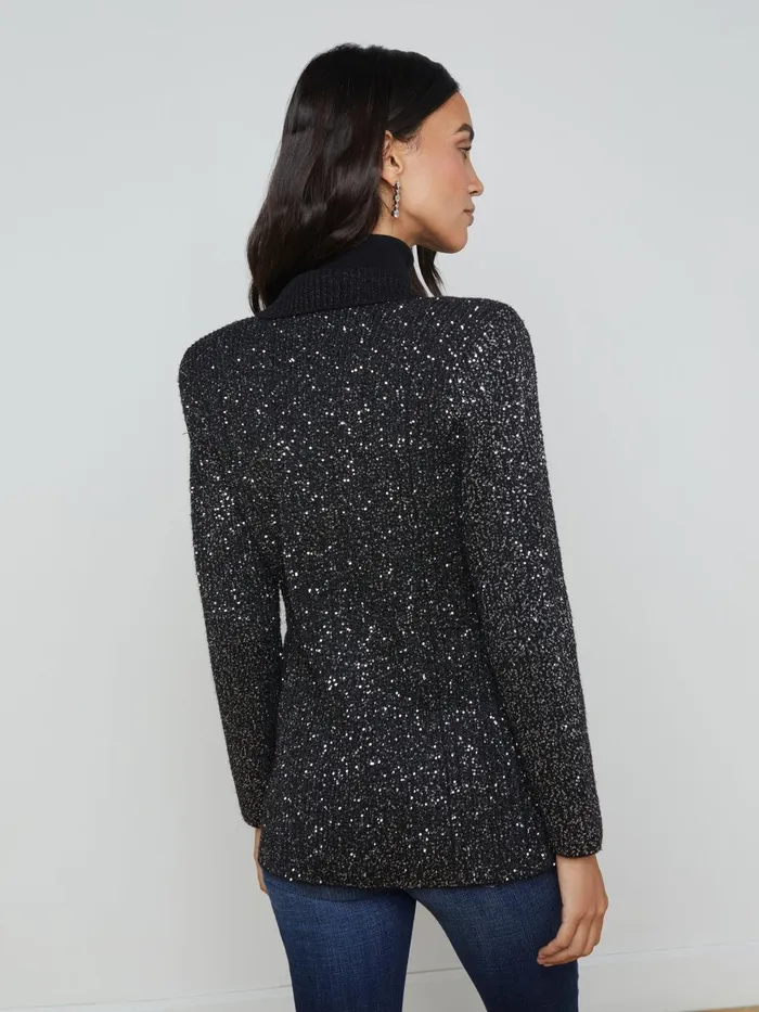 Leonora Sequin Knit Blazer Blacksilver Sequin Women L039Agence Blazers and Jackets Leonora Sequin Knit Blazer Blacksilver Sequin Women L039Agence Blazers and Jackets
