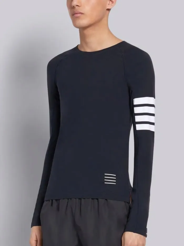 Lightweight Compression Tech 4bar Longsleeve Tee Charcoal Men Thom Browne Sweats Lightweight Compression Tech 4bar Longsleeve Tee Charcoal Men Thom Browne Sweats