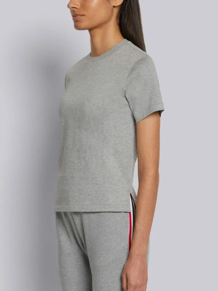 Lightweight Jersey Side Slit Relaxed Fit Short Sleeve Tee Light Grey Women Thom Browne Tshirts and Polos
