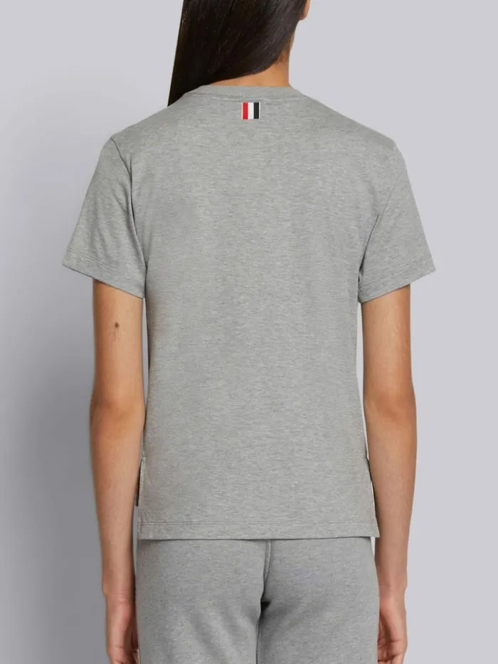 Lightweight Jersey Side Slit Relaxed Fit Short Sleeve Tee Light Grey Women Thom Browne Tshirts and Polos
