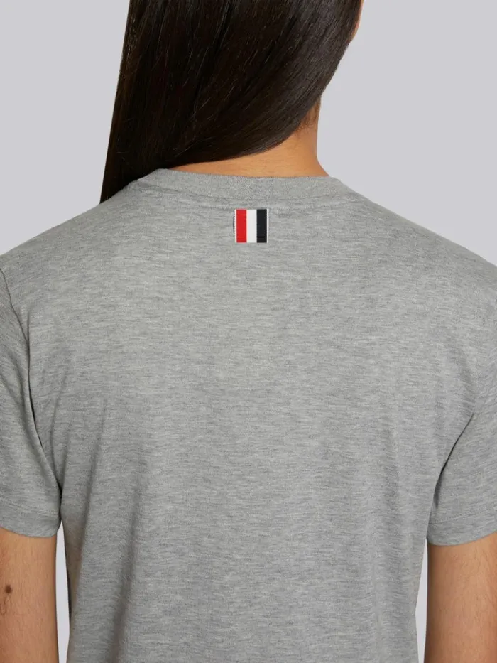 Lightweight Jersey Side Slit Relaxed Fit Short Sleeve Tee Light Grey Women Thom Browne Tshirts and Polos