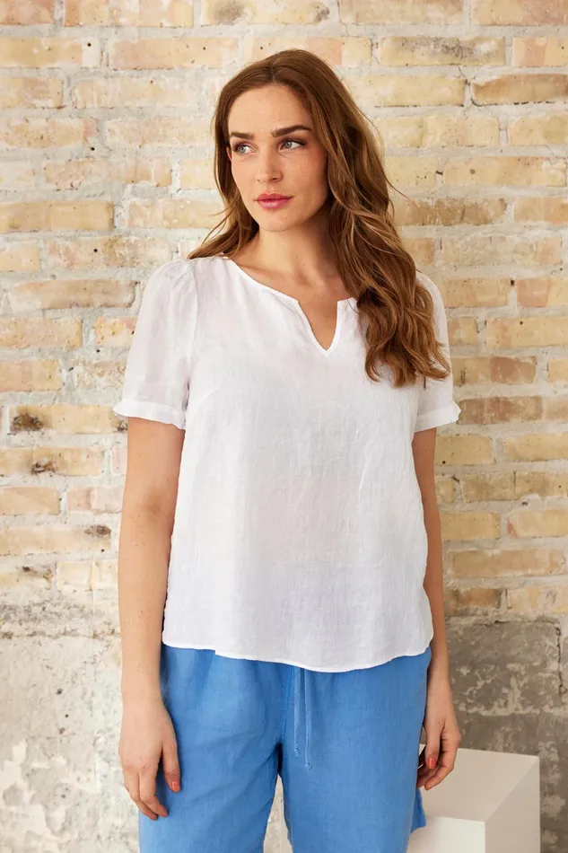 LINO BLOUSE 16234 010 White 010 Women IN FRONT LINEN COLLECTION