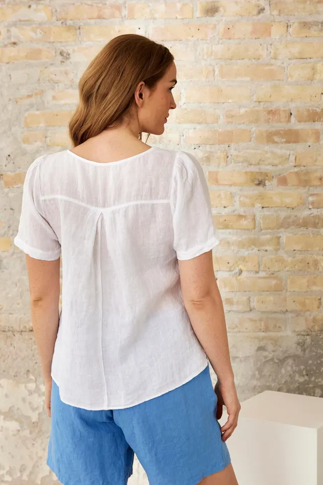 LINO BLOUSE 16234 010 White 010 Women IN FRONT LINEN COLLECTION