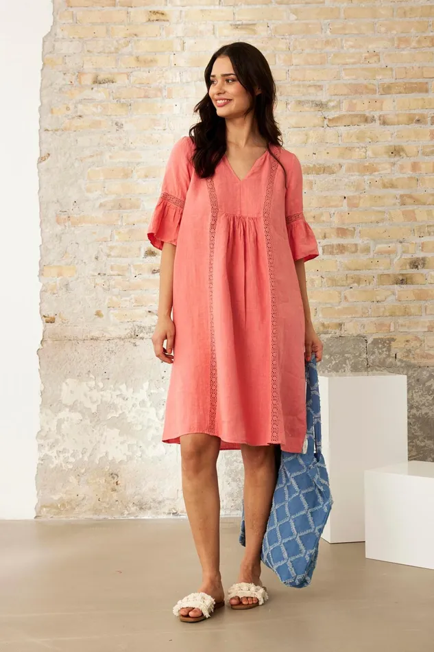 LINO DRESS 16231 420 Coral 420 Women IN FRONT DRESSES