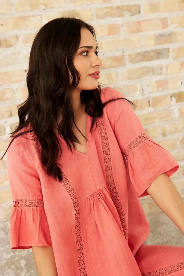 LINO DRESS 16231 420 Coral 420 Women IN FRONT DRESSES