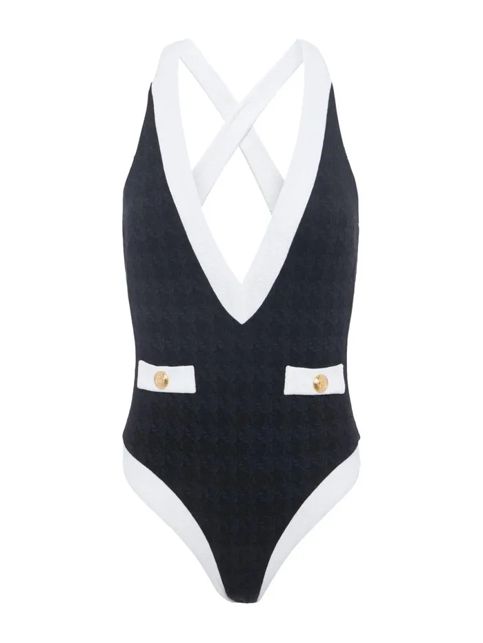 Lisa Plunge OnePiece Swimsuit Blackwhite Women L039Agence Swimwear Lisa Plunge OnePiece Swimsuit Blackwhite Women L039Agence Swimwear
