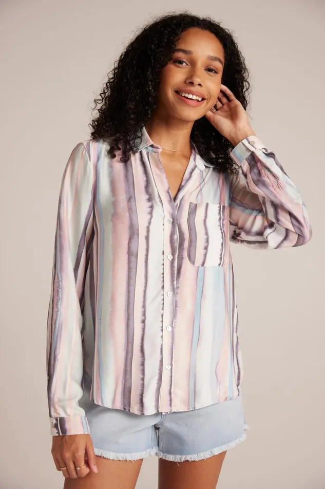 Long Sleeve Rounded Hem Button Down 8211 Coastal Stripe Print Women Bella Dahl Long Sleeve Long Sleeve Rounded Hem Button Down 8211 Coastal Stripe Print Women Bella Dahl Long Sleeve