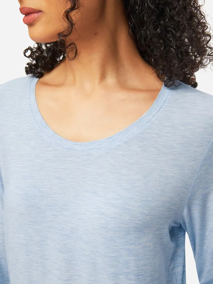 Long Sleeve TShirts Women Derek Rose Long Sleeve TShirt Ethan Micro Modal Stretch Light Blue Marl
