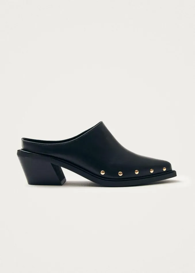 Lorenzo Black Leather Mules Women ALOHAS Mules