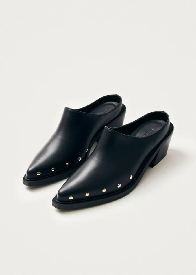 Lorenzo Black Leather Mules Women ALOHAS Mules