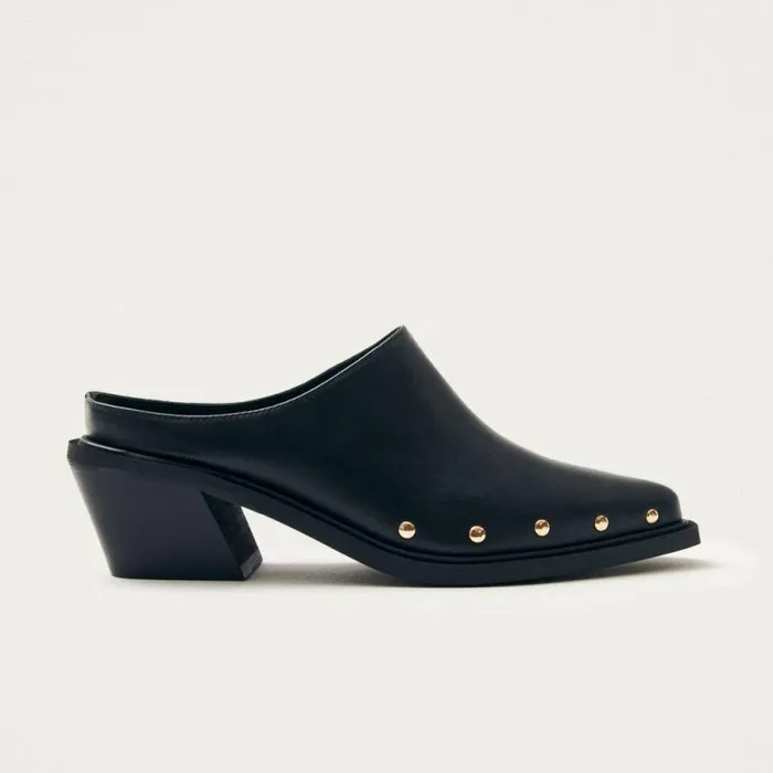 Lorenzo Black Leather Mules Women ALOHAS Mules