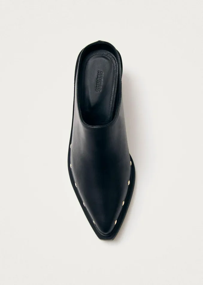 Lorenzo Black Leather Mules Women ALOHAS Mules