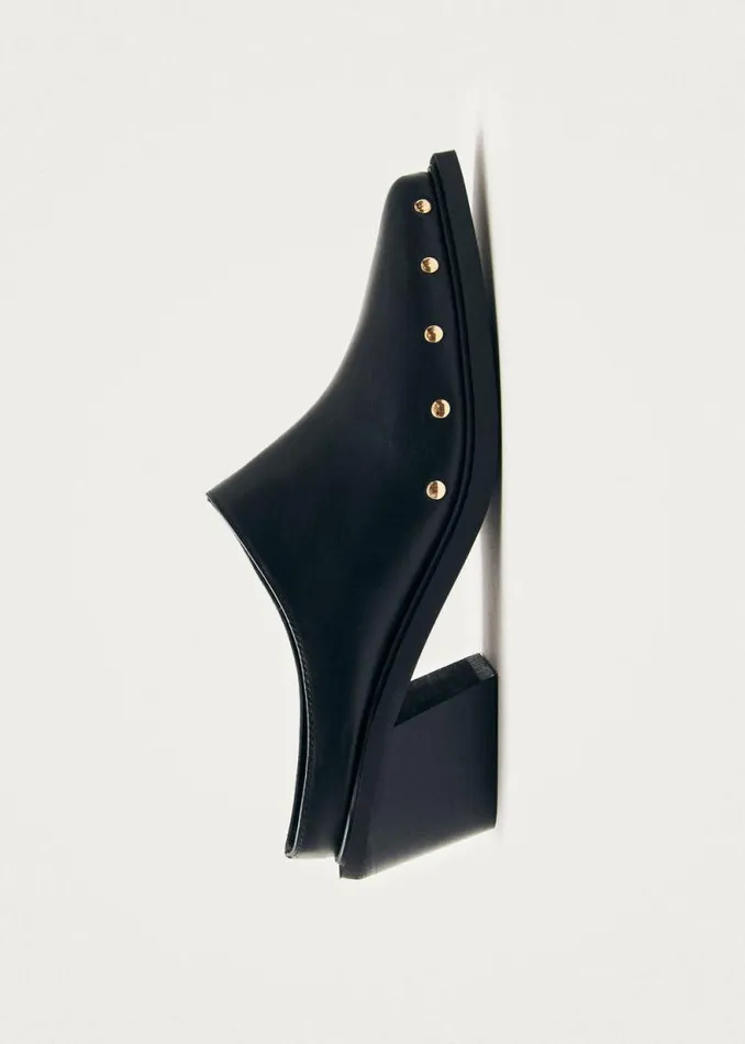 Lorenzo Black Leather Mules Women ALOHAS Mules