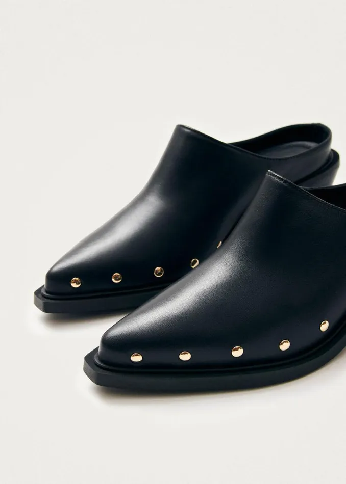 Lorenzo Black Leather Mules Women ALOHAS Mules