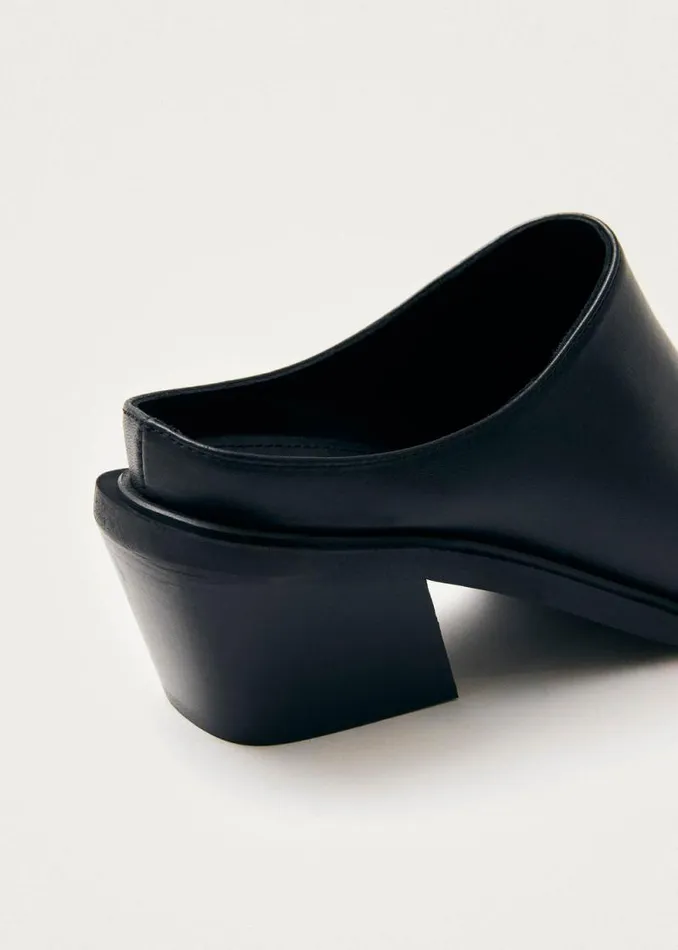 Lorenzo Black Leather Mules Women ALOHAS Mules
