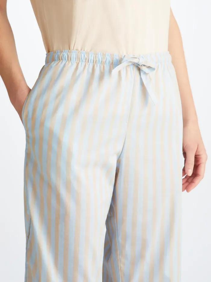 Lounge Pants Women Derek Rose Lounge Pants Amalfi 20 Cotton Batiste Blue