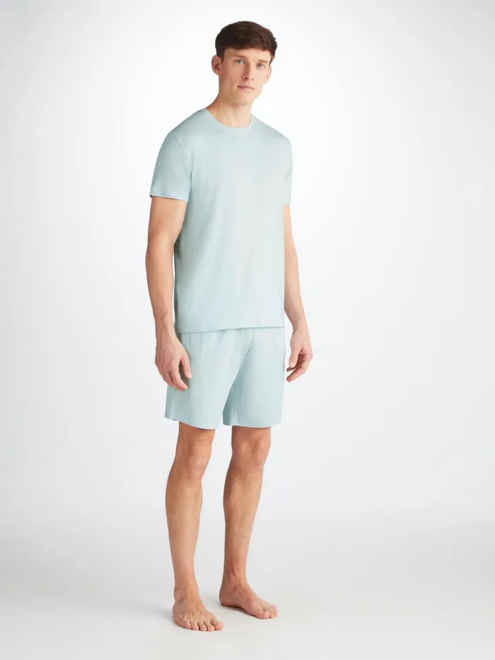 Lounge Shorts Men Derek Rose Lounge Shorts Basel Micro Modal Stretch Ice Blue