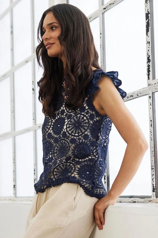 LUIS BLOUSE 16327 591 Navy 591 Women IN FRONT SALE