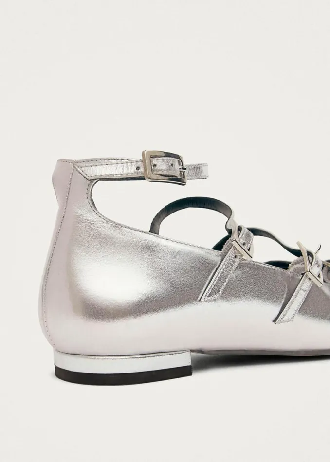 Luke Shimmer Silver Leather Ballet Flats Women ALOHAS Ballet Flats