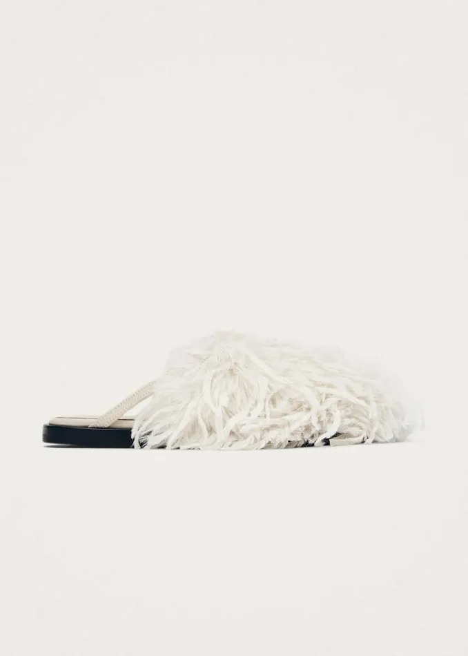 Maja Furry Cream Leather Mules Women ALOHAS Mules