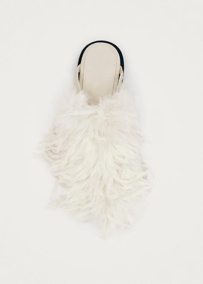 Maja Furry Cream Leather Mules Women ALOHAS Mules