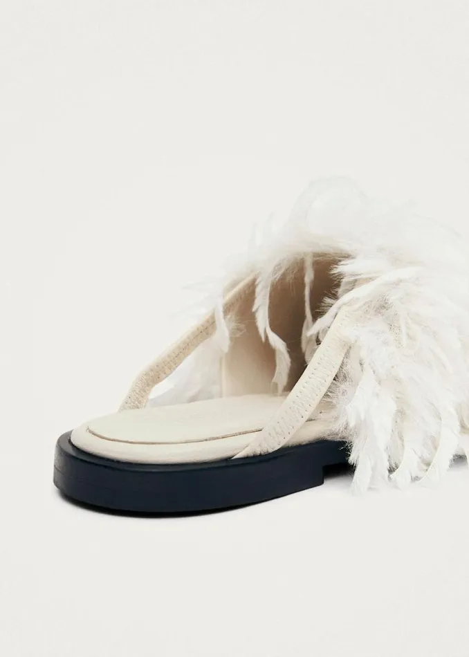 Maja Furry Cream Leather Mules Women ALOHAS Mules
