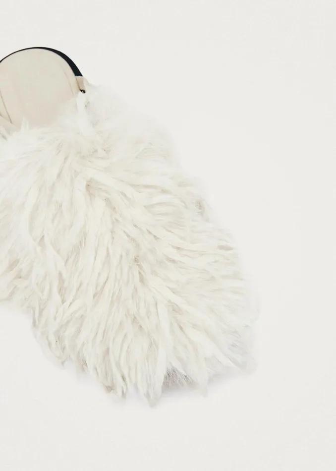 Maja Furry Cream Leather Mules Women ALOHAS Mules