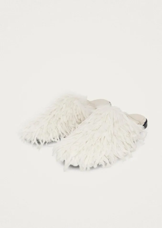 Maja Furry Cream Leather Mules Women ALOHAS Mules