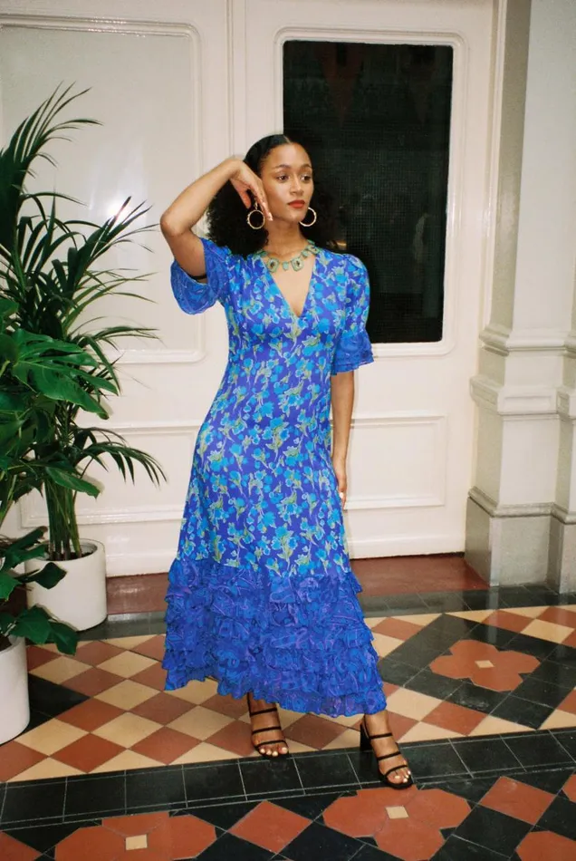 Mari Fontainhas Floral Cobalt Mix Women RIXO Dresses