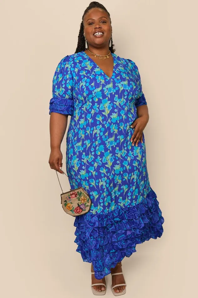 Mari Fontainhas Floral Cobalt Mix Women RIXO Dresses