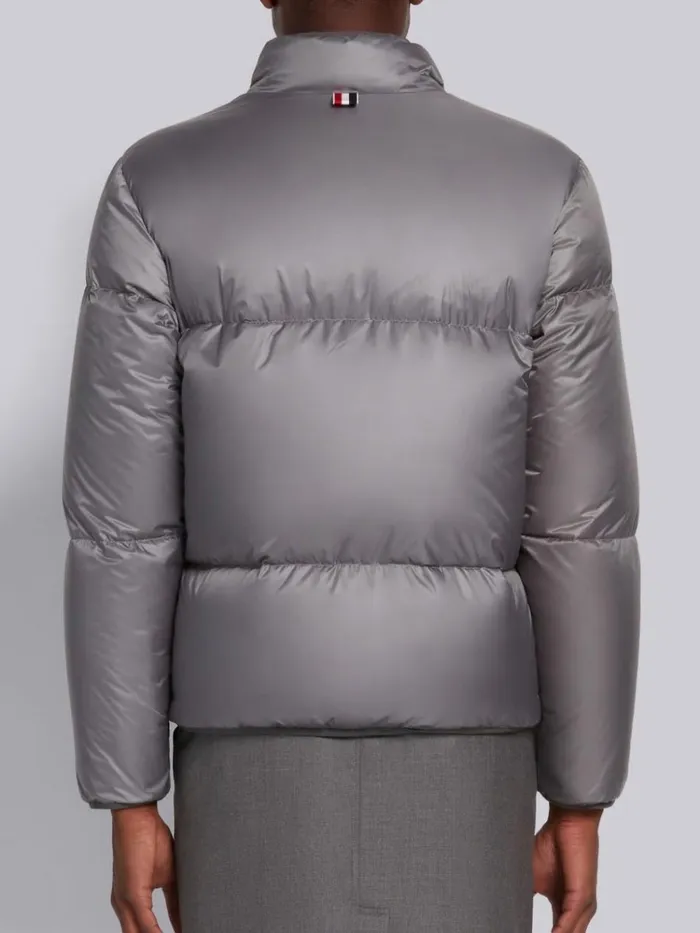 Matte Finish Nylon Reversible Funnel Neck Jacket Medium Grey Men Thom Browne Outerwear