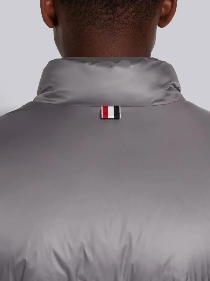 Matte Finish Nylon Reversible Funnel Neck Jacket Medium Grey Men Thom Browne Outerwear