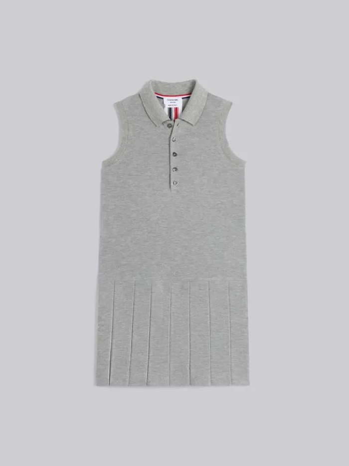 Medium Grey Classic Pique Pleated Bottom Sleeveless Polo Dress Light Grey Girls Thom Browne Sweats And Tshirt Medium Grey Classic Pique Pleated Bottom Sleeveless Polo Dress Light Grey Girls Thom Browne Sweats And Tshirt