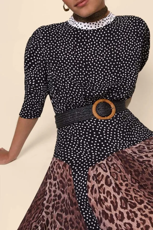 Meg Leopard Polka Dot Women RIXO Dresses Meg Leopard Polka Dot Women RIXO Dresses