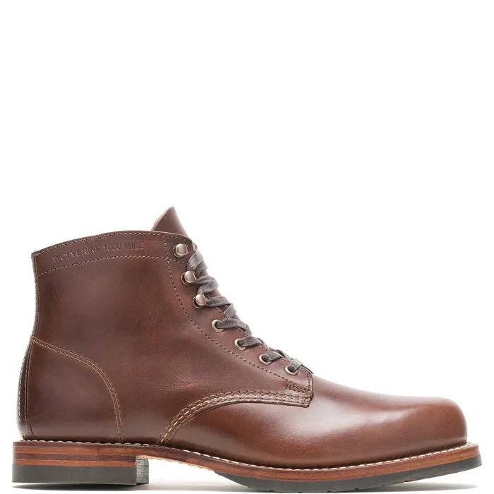 Men 1000 Mile PlainToe Classic Boot Havana Brown Wolverine Boots