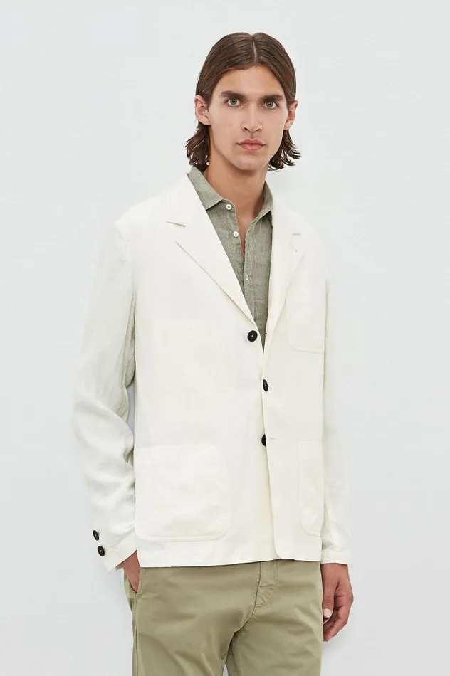 Men BAGLIETTO 8211 Herringbone Linen Singlebreasted Jacket 8211 Panna Massimo Alba Jackets and Coats Men BAGLIETTO 8211 Herringbone Linen Singlebreasted Jacket 8211 Panna Massimo Alba Jackets and Coats