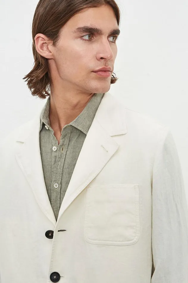 Men BAGLIETTO 8211 Herringbone Linen Singlebreasted Jacket 8211 Panna Massimo Alba Jackets and Coats Men BAGLIETTO 8211 Herringbone Linen Singlebreasted Jacket 8211 Panna Massimo Alba Jackets and Coats