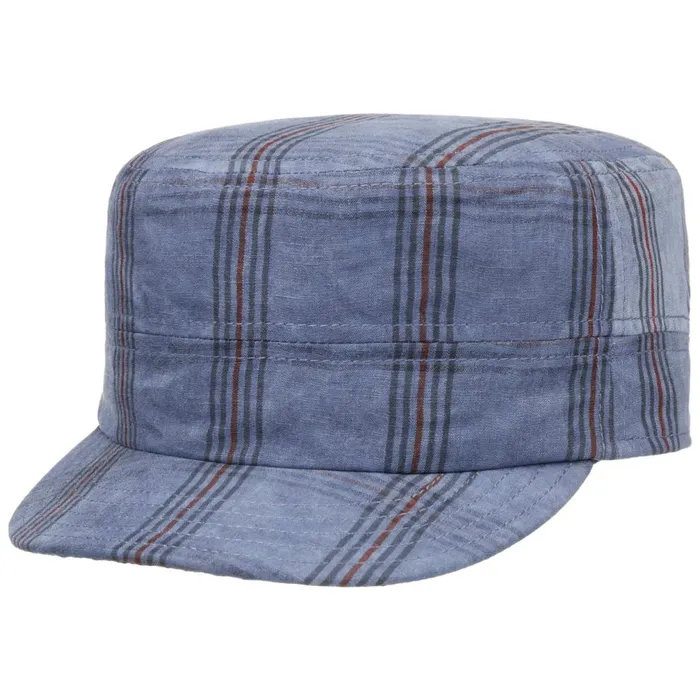 Men Check Army Cap Blue Mayser Army Caps