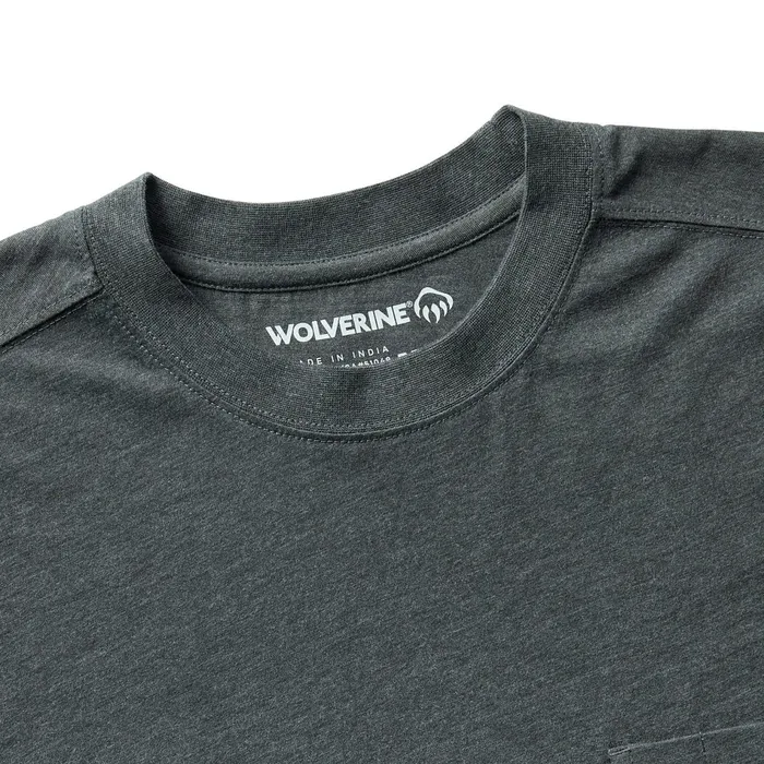 Men Classic Short Sleeve Pocket Tee Charcoal Heather Wolverine TShirts