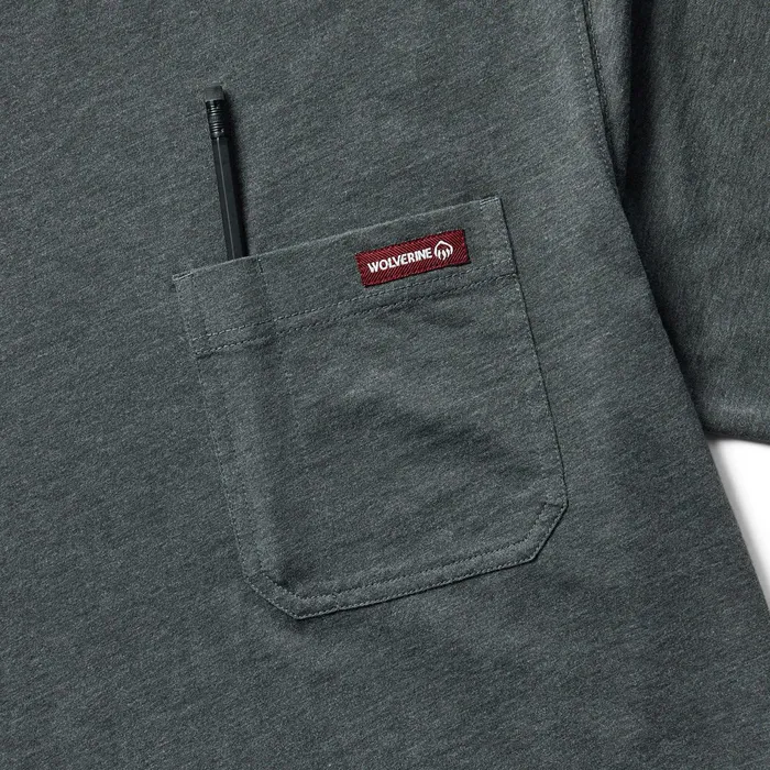 Men Classic Short Sleeve Pocket Tee Charcoal Heather Wolverine TShirts