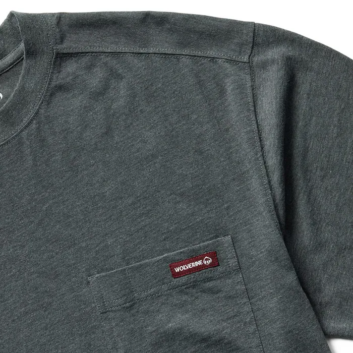 Men Classic Short Sleeve Pocket Tee Charcoal Heather Wolverine TShirts