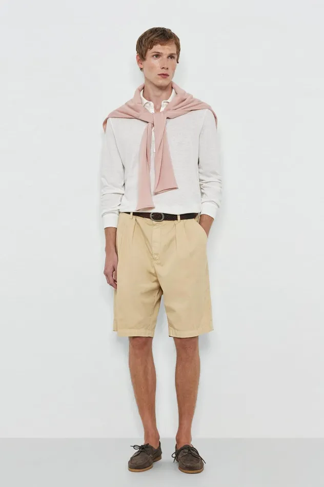 Men CLIFF 8211 Stone Washed Cotton Bermuda Shorts 8211 Sabbia Massimo Alba Trousers and Shorts