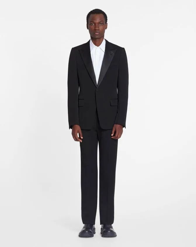 Men Coats and Jackets Lanvin Satin Collar Tuxedo Jacket Black Men Coats and Jackets Lanvin Satin Collar Tuxedo Jacket Black