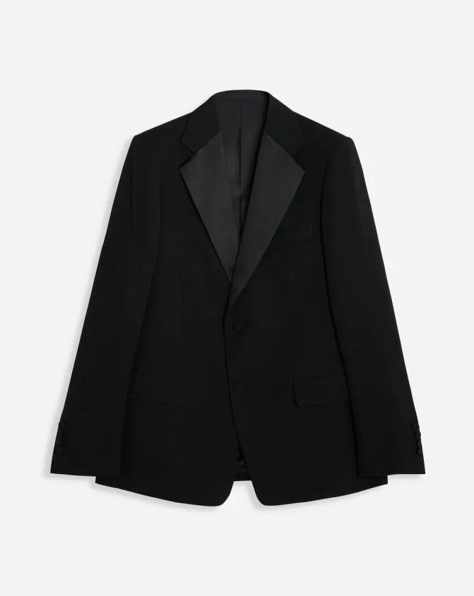 Men Coats and Jackets Lanvin SingleBreasted Flap Pockets Jacket With Satin Lapels Black