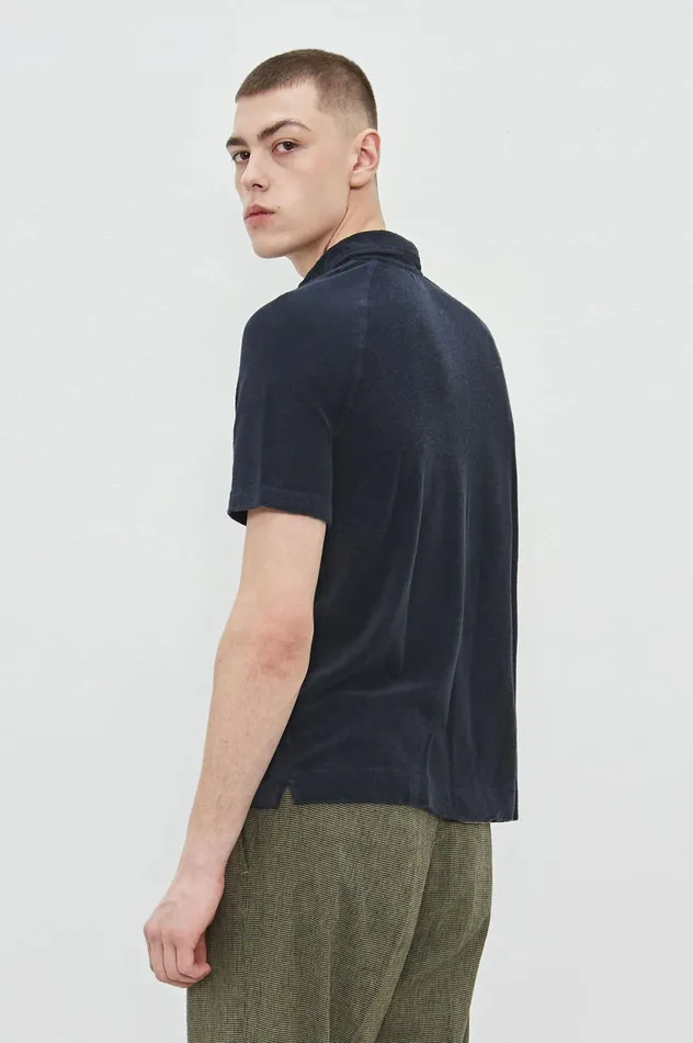 Men CRUISER 8211 Terry Cotton Linen Jersey Shortsleeved Polo Shirt 8211 Blu Massimo Alba TShirts and Polos Men CRUISER 8211 Terry Cotton Linen Jersey Shortsleeved Polo Shirt 8211 Blu Massimo Alba TShirts and Polos
